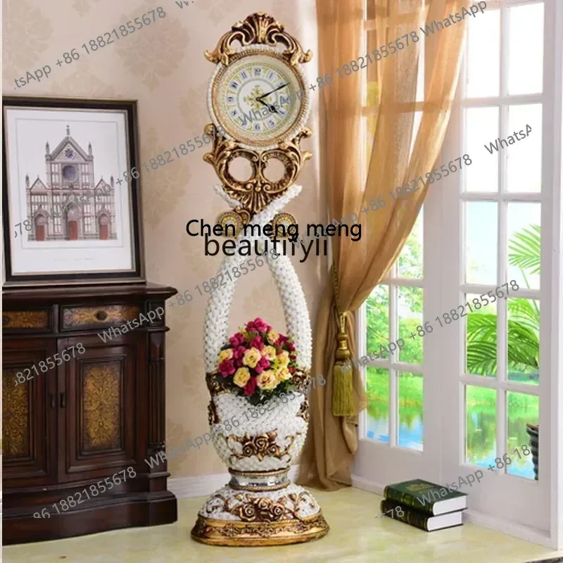 X C Fashion Antique the Grandfather Clock Living Room European Style Quartz Clock Chinese Luxury Large Pendulum Clock Floor