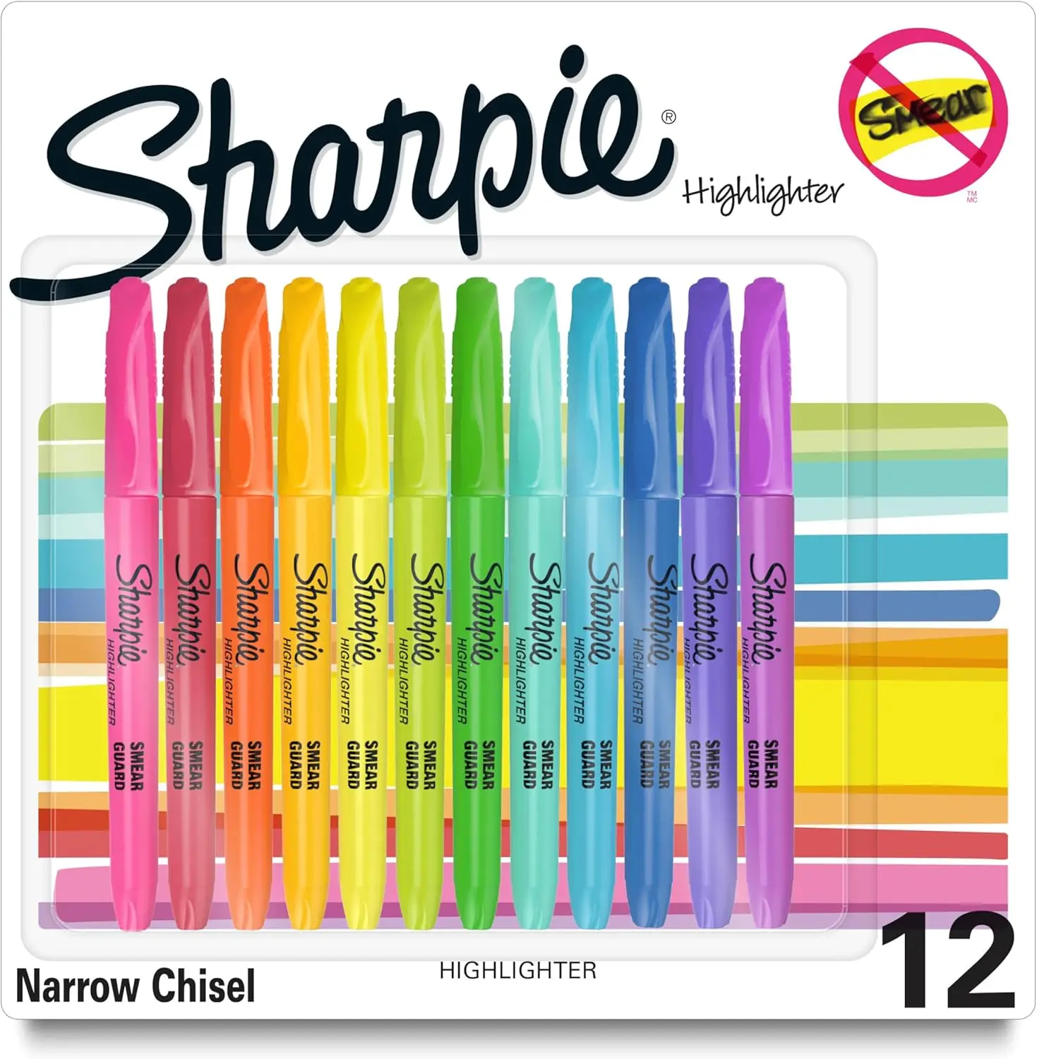 

Chisel Tip Quick-Dry Highlighters, 12 Assorted Fluorescent Colors for Study & Office