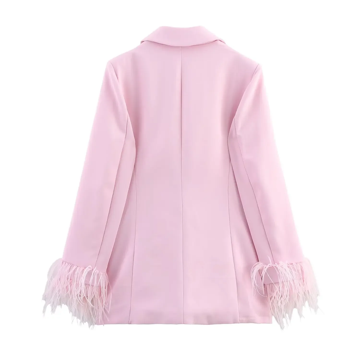 Nice New Women's Clothing European And American Style Fashionable All-match Solid Color Feather Cuff Jacket