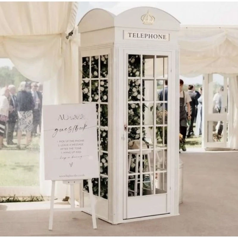 

Telephone Booth for Events Decor Metal Crafts with Audio Guestbook Phone Booth for Wedding Decoration