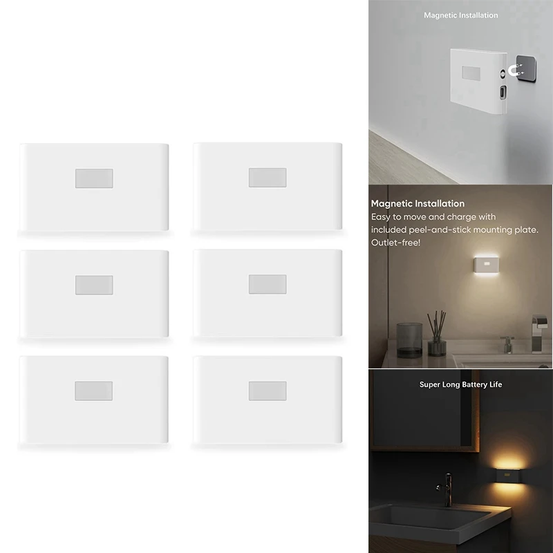 AB09-Ricaricabile LED Sensore intelligente Luce notturna Sensore di movimento Lampada da parete per illuminazione dell'armadio del corridoio della camera da letto