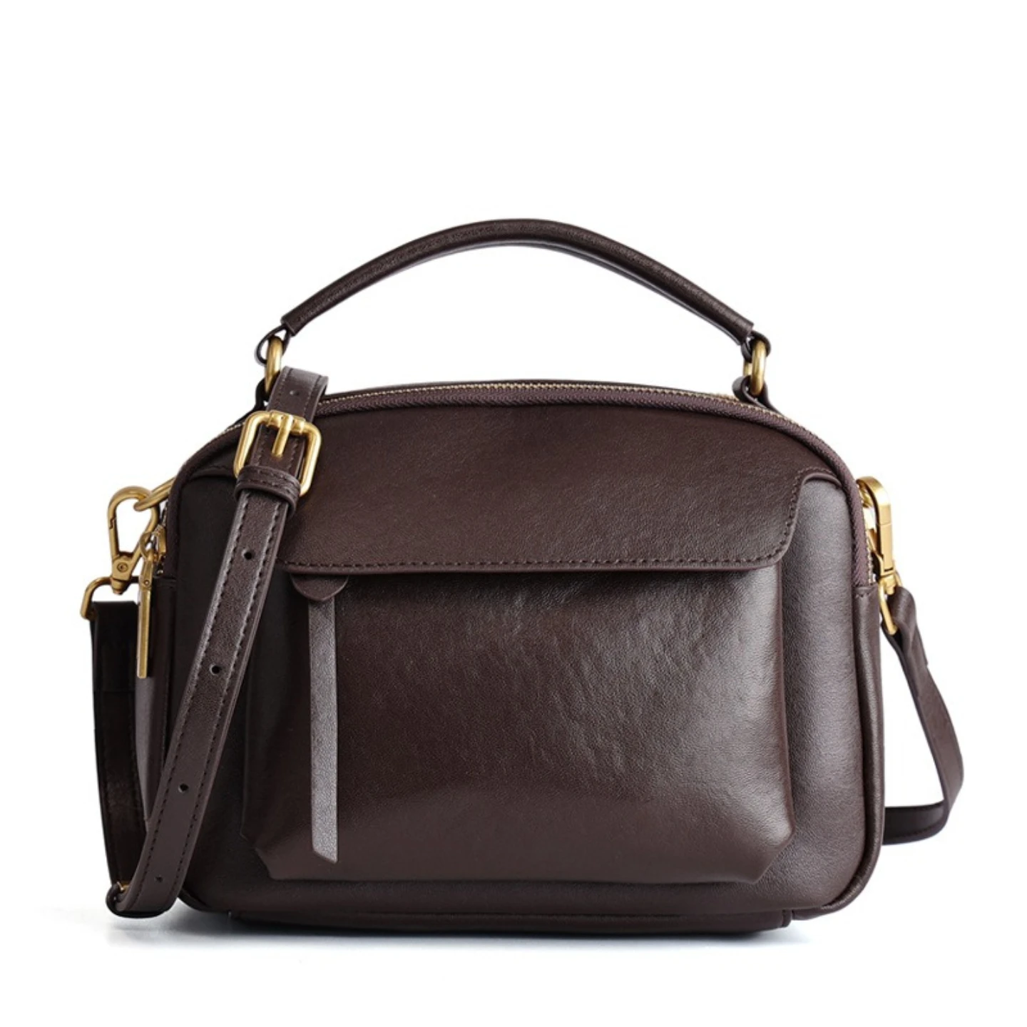 

Женская сумка через плечо из натуральной кожи в ретро-стиле - Сумка-кроссбоди из воловьей кожи растительного дубления, повседневная, для поездок на работу, маленькая квадратная сумочка