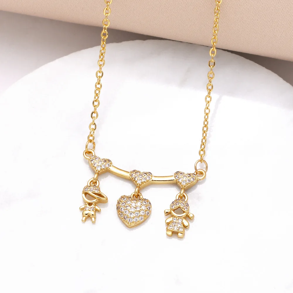 Collares de corazón de cobre para mujer, colgante de cerradura de corazón, circonita cúbica, regalo de joyería al por mayor, VNE106