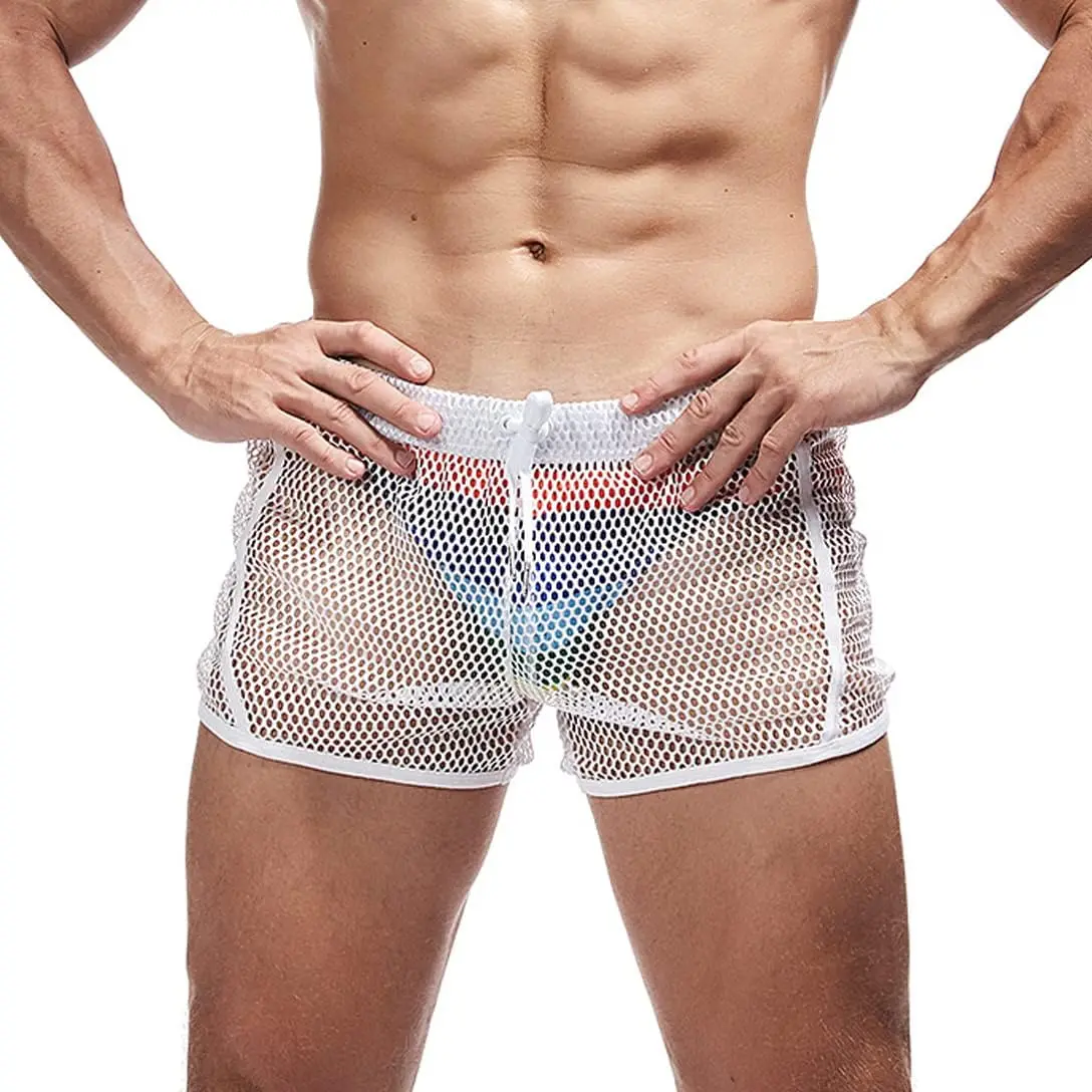 Mens Mesh Shorts Sexy Boxers See Through Boxers for Men
