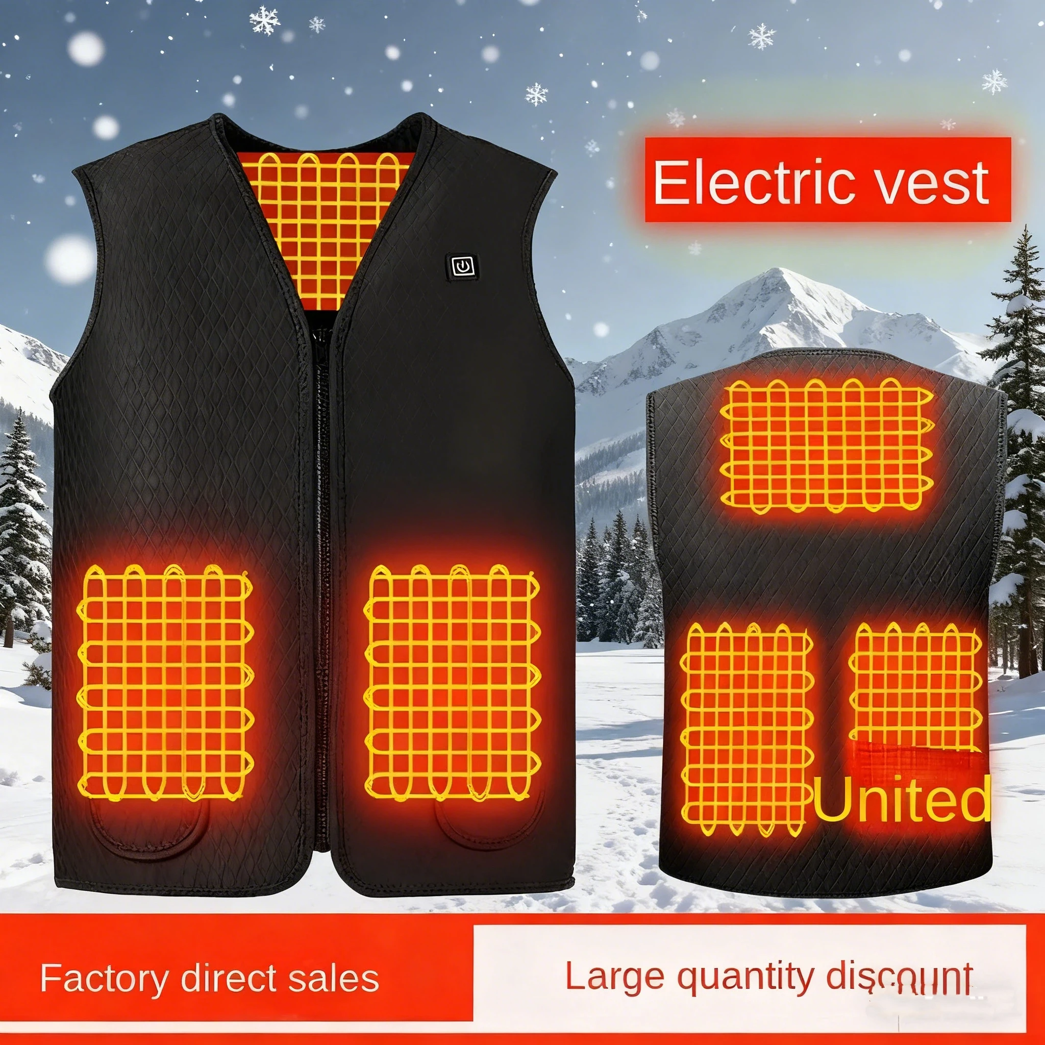 

Heated Vest Man Men and Women Smart Heating Cotton Vest 5 Area Vest V-Neck Vest Flexible Outdoor Self Heating Vest Sportswear