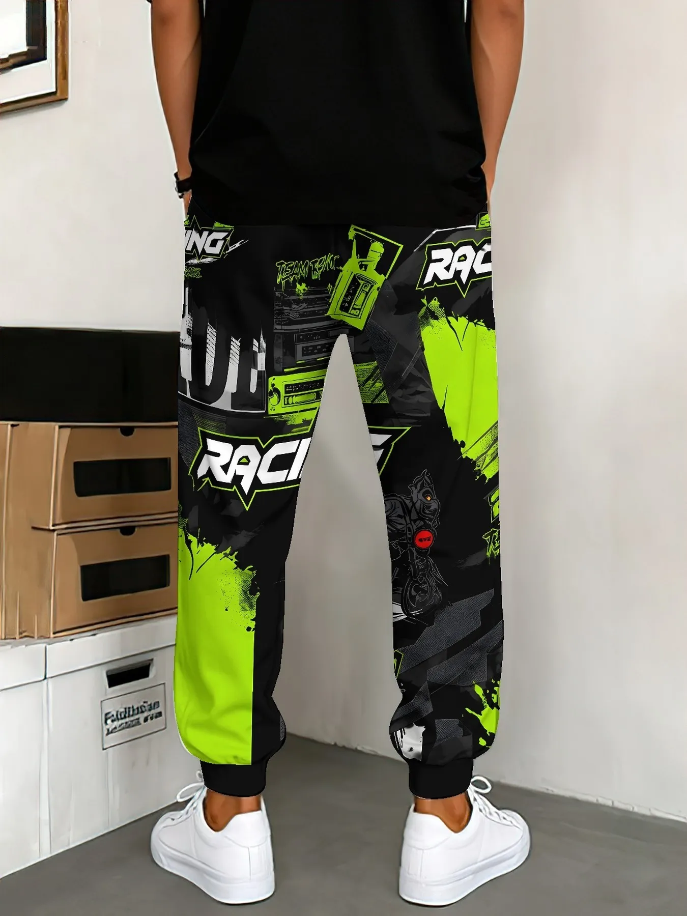 Racing-Print Cuffed Joggers – Breathable Casual Pants for Men and Women Suitable for Mountain Biking & Motocross