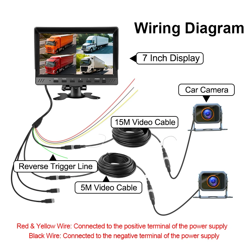 Loop Recording Single/Dual/Quad Screen 4CH AHD Monitor Kit 1080P Security Camera System Vehicle DVR Monitor for Truck Bus Van