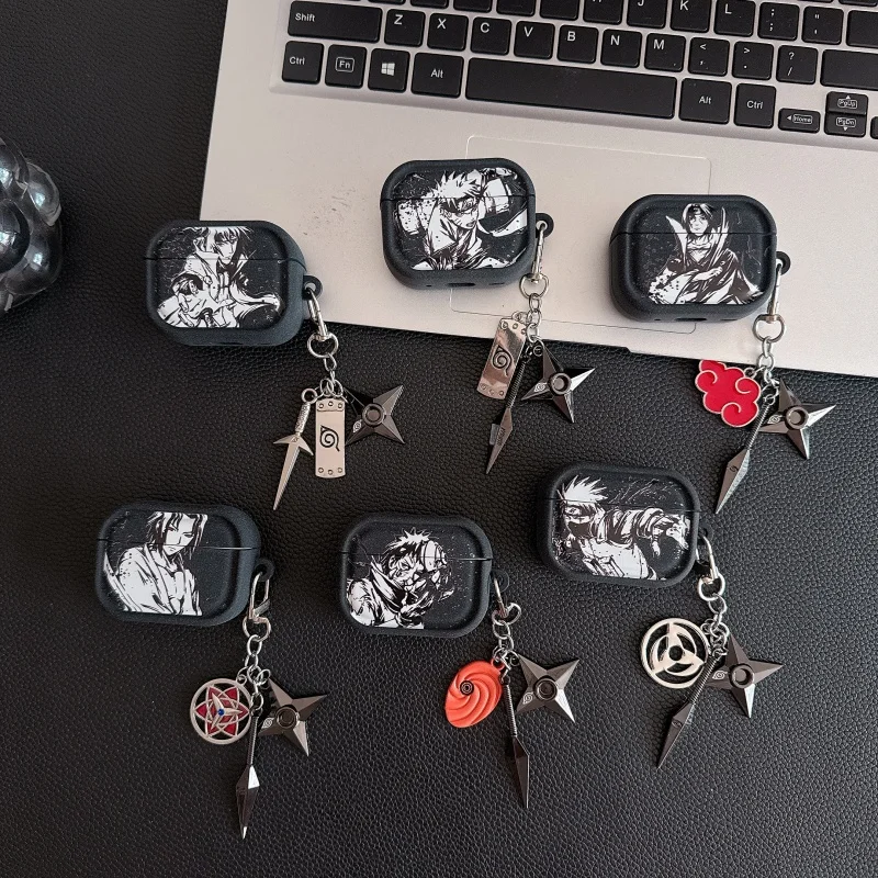 Funda para auriculares con logotipo de Naruto, Sasuke, Minato, para Apple AirPods 1, 2, 3, Pro, 4, Pro2, 2.ª generación, Pro3, con colgante de Itachi