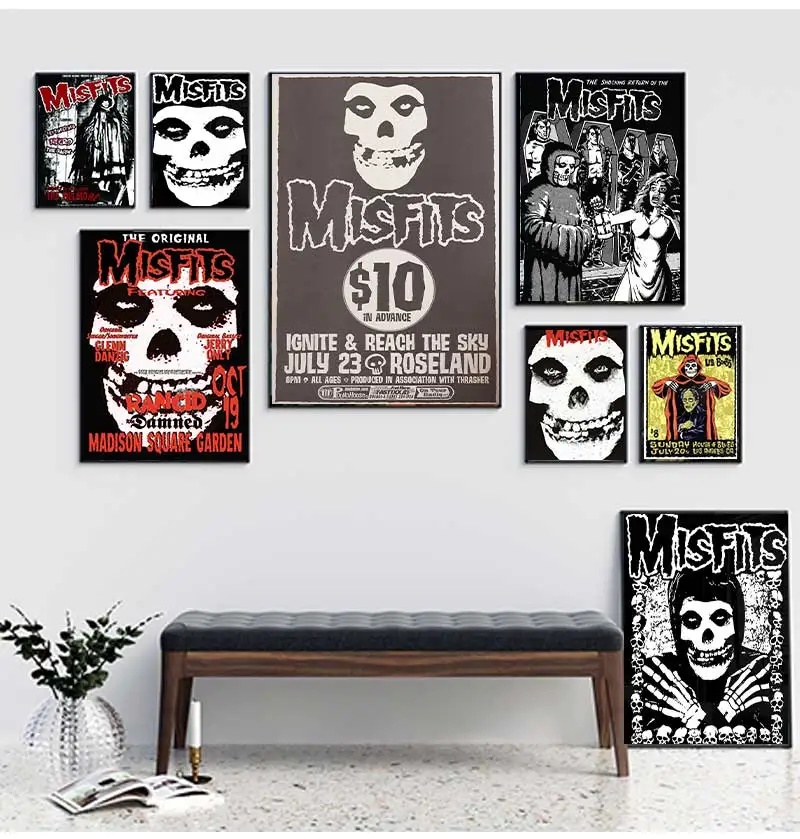 Vintage Hardcore Horror Punk The Misfits Live Photo Music Concert Art Poster Canvas Painting Wall Prints Picture Room Home Decor