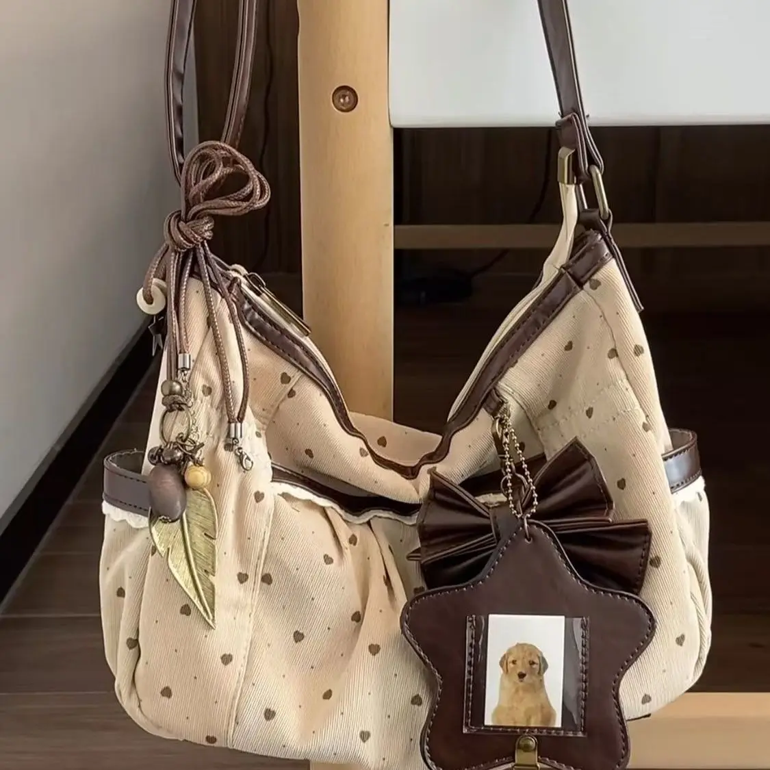 

Japanese-style Heart Pattern Gentle Merriam Lace Cute Large Capacity Tote Bag Handbag Women's Bags Storage Bag Crossbody Bags