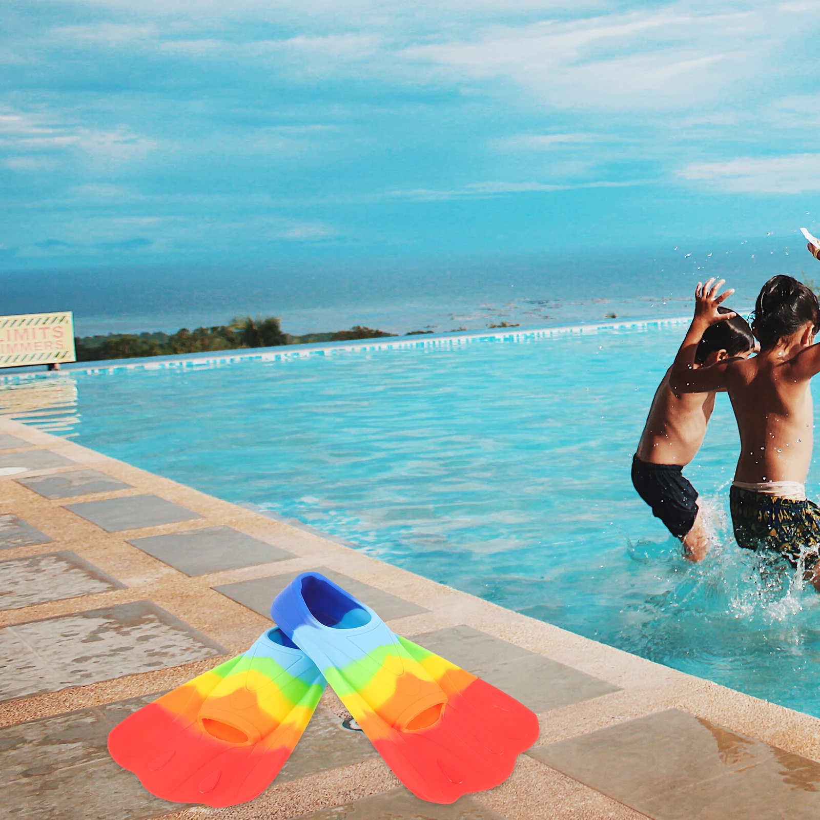 

Children Swimming Fins Flippers for Kids Adults Snorkeling Colorful Open Heel Diving Silicone Comfortable Safe Training