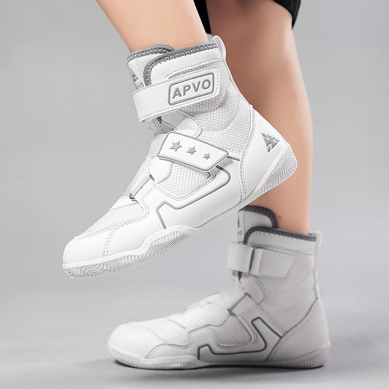 High-top boxing training shoes Comfortable training wrestling shoes Versatile hook-and-loop fastening design Squat shoes