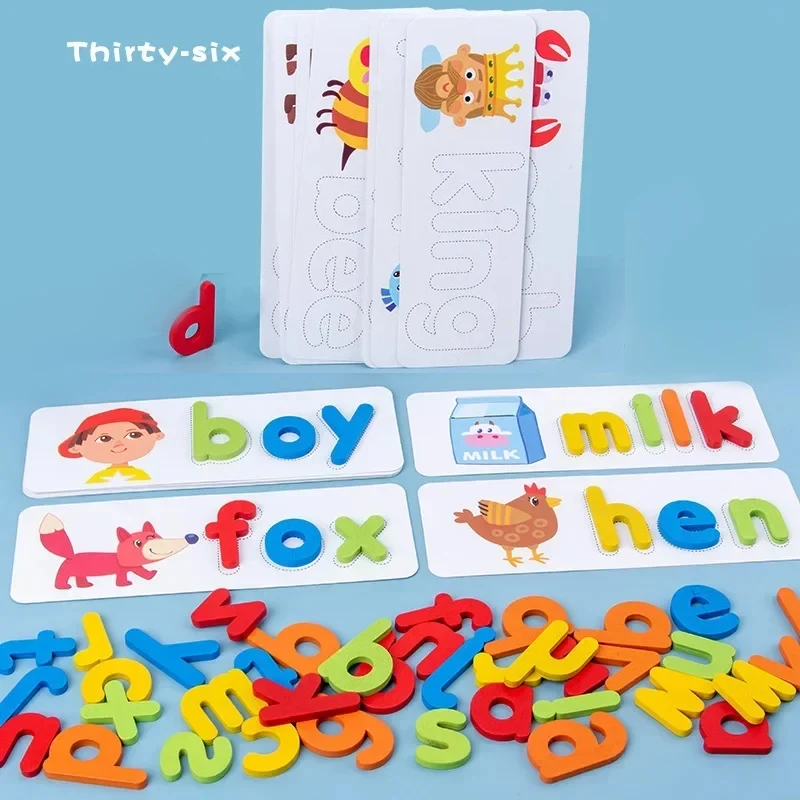 Puzzle in legno per bambini Cartoon Animal See & Spell Learning Toys alfabeto Sight Words & Matching Letter Games gift for Kids toy