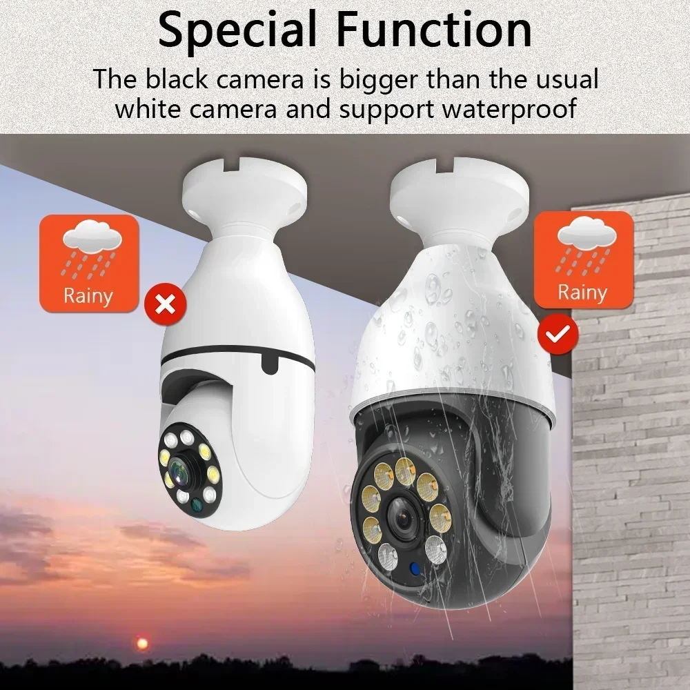 5MP E27 Tuya Bulb Security Camera PTZ 5GHz WiFi Outdoor Color Night Vision Smart Life CCTV Surveillance
