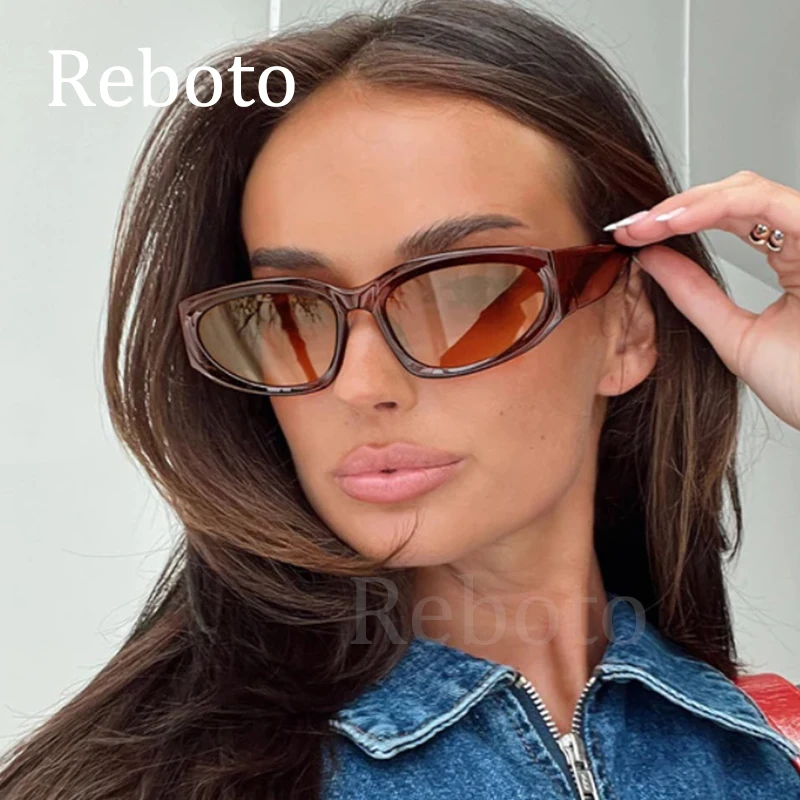 Trendy Women\'s Oval Sunglasses Fashion Luxury Brand Small Brown Sexy Cat Eye Sunglasses Women Vintage Punk Shades  Eyewear Oculo