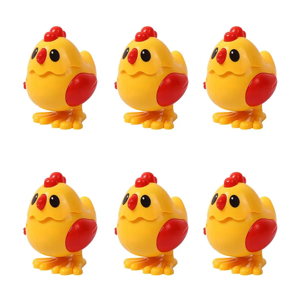 6 Pcs Wind Up Chicken Toys Plastic Toddler Clockwork Spring Toys Easy Grasp Improve Coordination Imagination Party Gifts Real