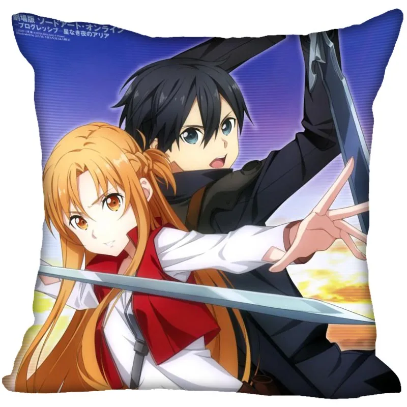 Sword Art Online 02 poszewka na poduszkę sypialnia Home biura dekoracyjne poszewka na poduszkę kwadratowy zamek poszewki na poduszki satynowa 1125