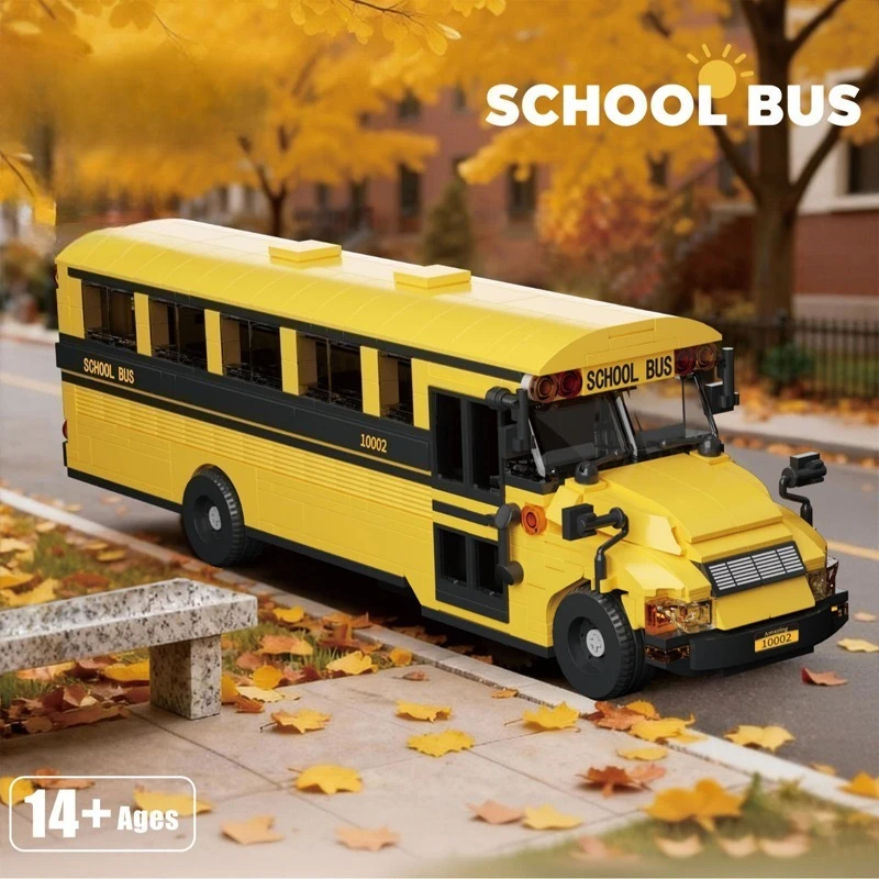 

788 PCS American School Campus Bus Model Building Set Car Bus Collectible DIY Ornament Decoration Holiday Birthday Gift