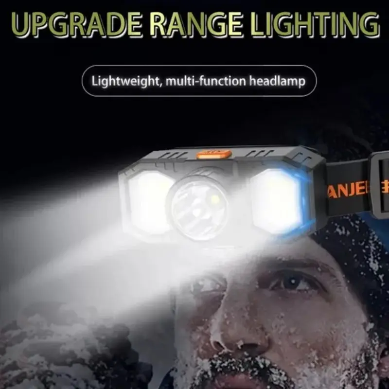 New Q5+COB LED Headlight USB Rechargeable Built-in 18650 Battery Portable Mini Flashlight Lantern Outdoor Camping Headlight