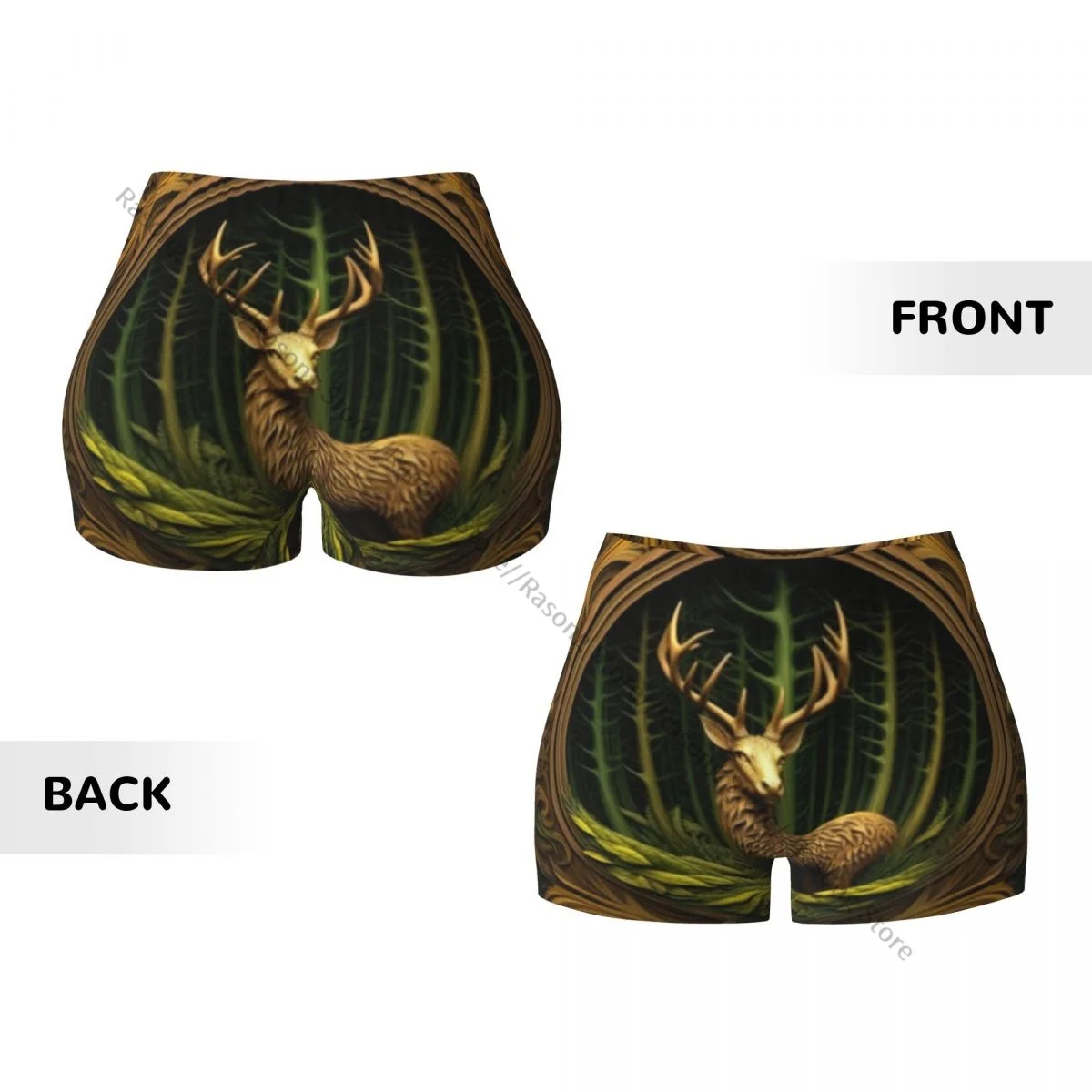 Sexy apertado quadril esportes shorts imagem de cervos fitness feminino confortável yoga shorts