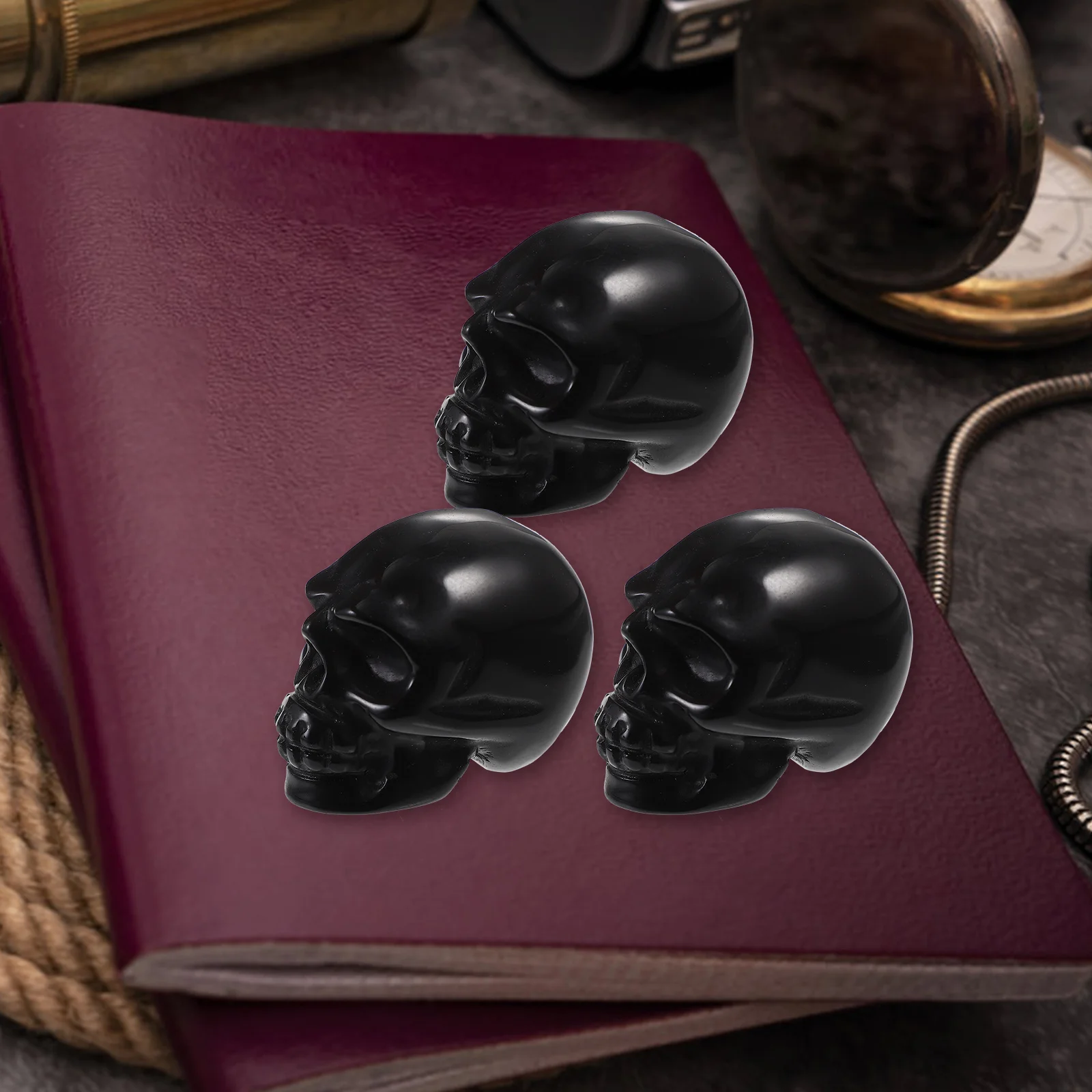 

Simulation Skull Decoration Obsidian Head Halloween Prop Strong Wear Resistance Art Collection Gift Skull Decor