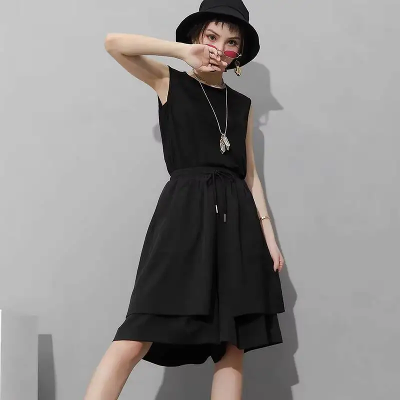 Ladies Wide Leg Shorts Pant Skirt Summer New Brunet Personality Irregular Three-Dimensional Cutting Design Large Size Shorts
