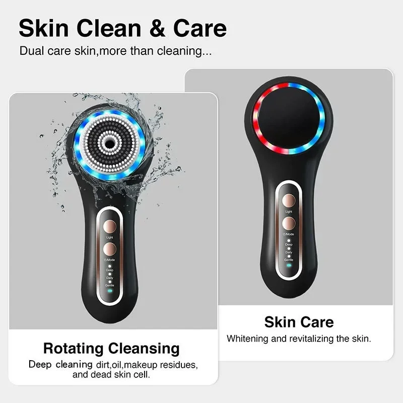Electric Face Scrubber Exfoliator Facial Cleansing Brush with 5 Brush Heads for Exfoliating Massaging and Deep Cleansing - view 4