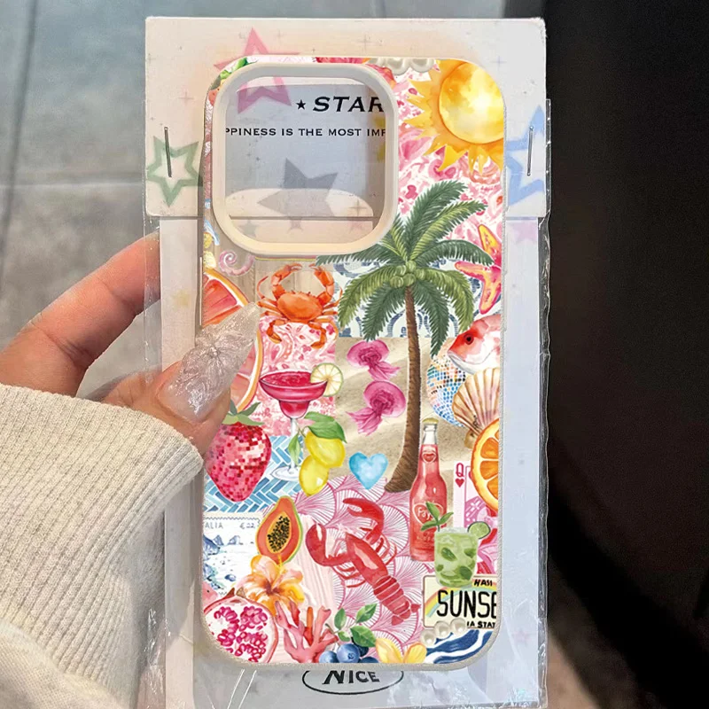 Summer Beach Coconut Tree Pattern Phone Case For Samsung Galaxy S26 Plus Ultra S25 FE S24 S23 S22 S21 Ultra Shockproof Cover