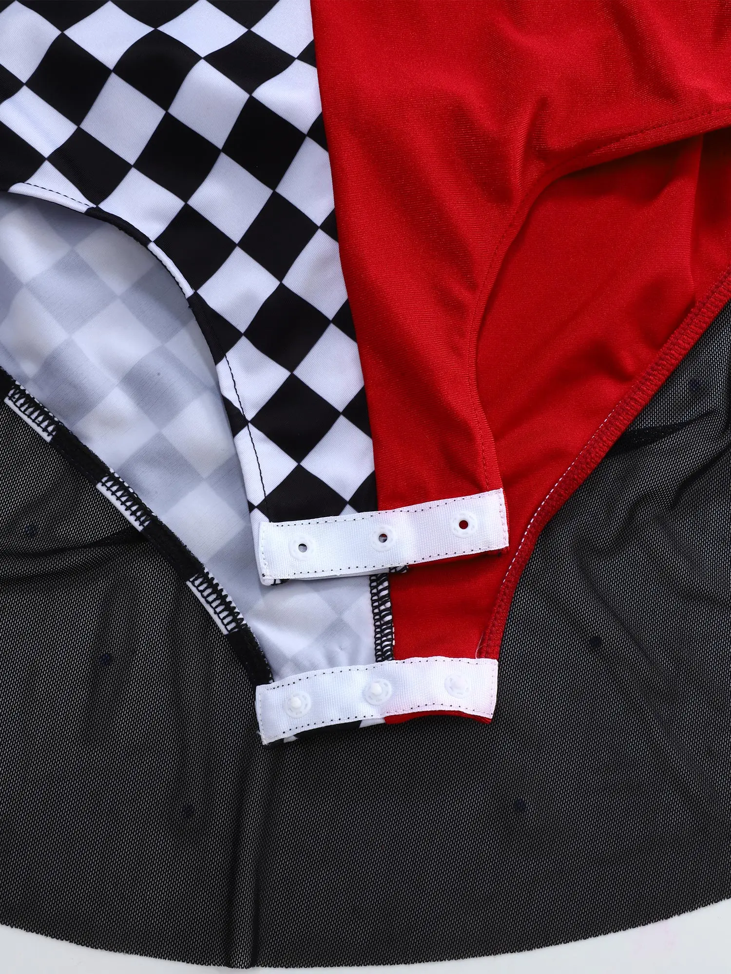 Kids Girls Ballet Dance Leotard Party Clown Costume Color Block Patchwork Rhinestone  Halter Sleeveless Mesh Overlay Bodysuit