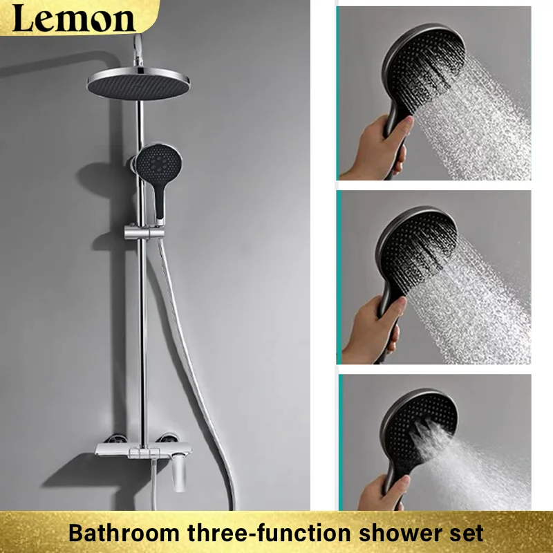 

Bathroom three-function electroplated shower head, hidden waterfall outlet, piano-style button design