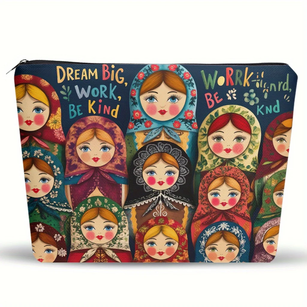 A Retro Russian style makeup bag - cute multifunctional zipper pouch for women, jewelry storage bag,
