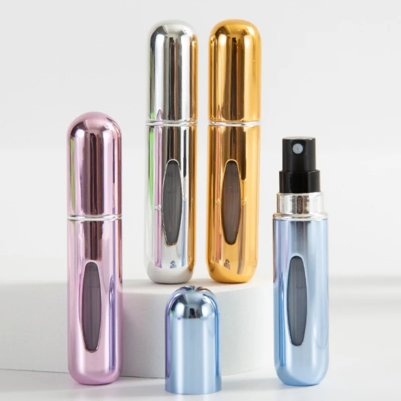 1/3/5/10 قطعة زجاجة عطر صغيرة محمولة للسفر مع وظيفة تعبئة سفلية من الألومنيوم قابلة لإعادة الملء 5 مللي زجاجة رذاذ #4