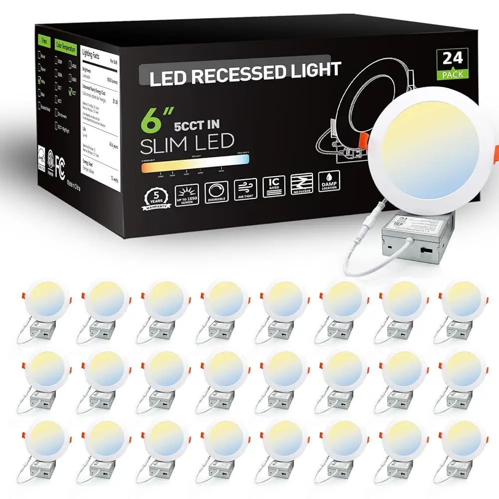 6 inch 24PACK WiFi Smart LED Recessed Downlight RGB 120V 13W Indoor Ceiling Light for Residential Commercial Use