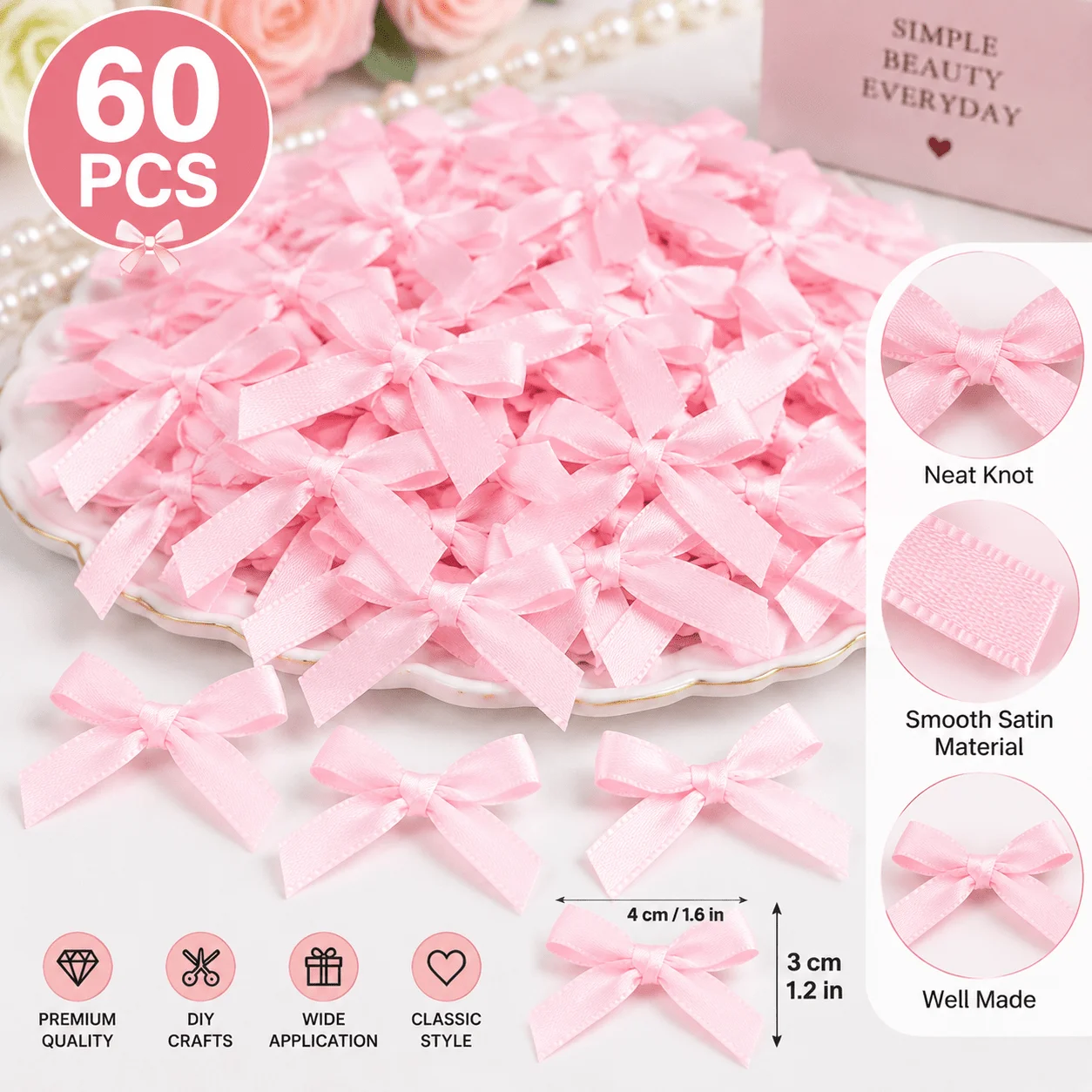 60 fiocchi in raso mini, rossi - Bow Tie Pre Tied recensione e prezzo