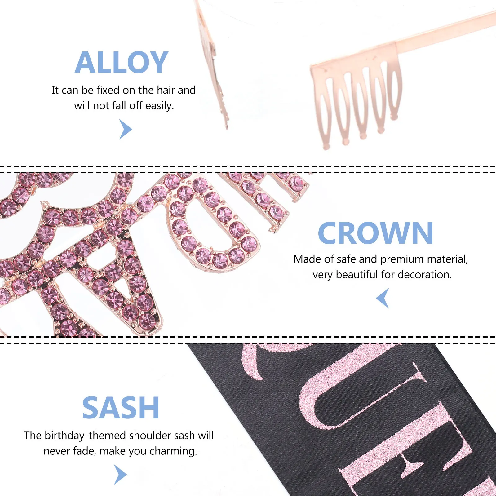 

2 шт./компл., повязка на голову с короной, тиара со стразами, комплект пояса для дня рождения для девочек и женщин, обручи для волос, аксессуар принцессы