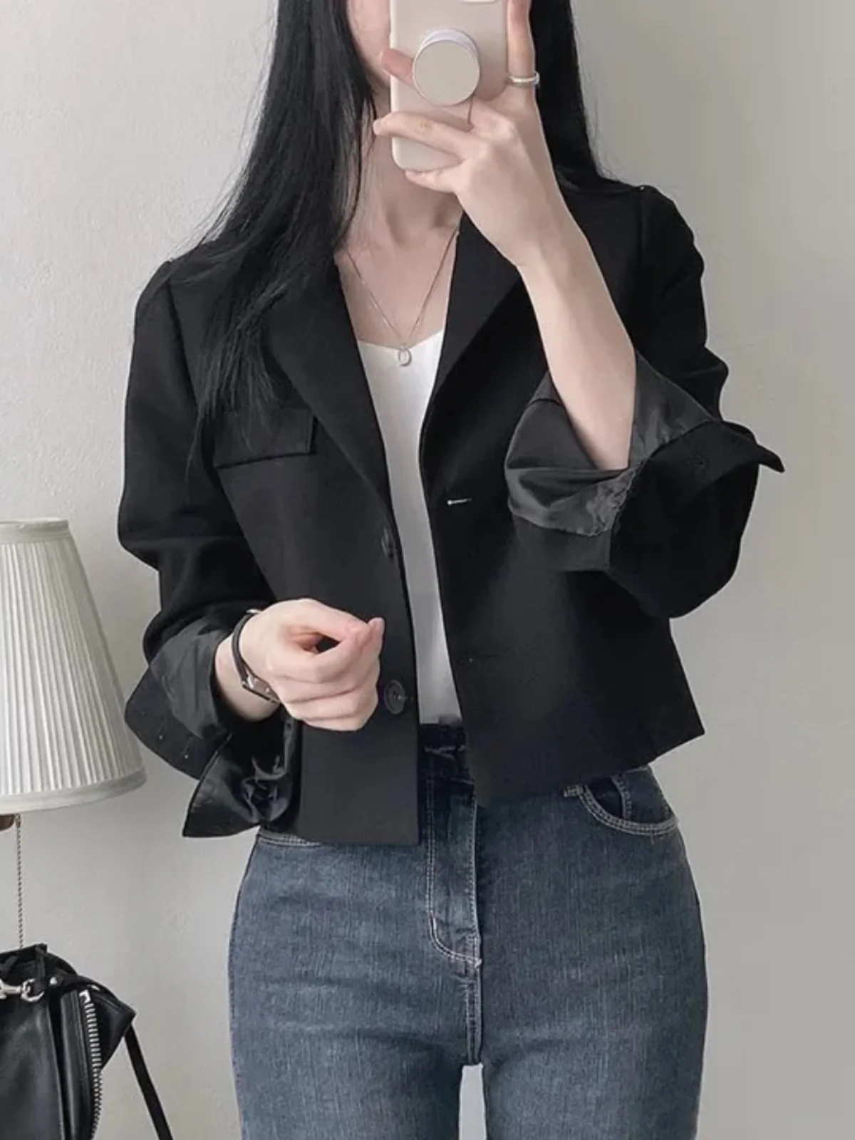 

Женский костюм Jaet Autumn Faion Design, корейская версия Ele Personali, высококачественный свободный крой, длинный костюм...