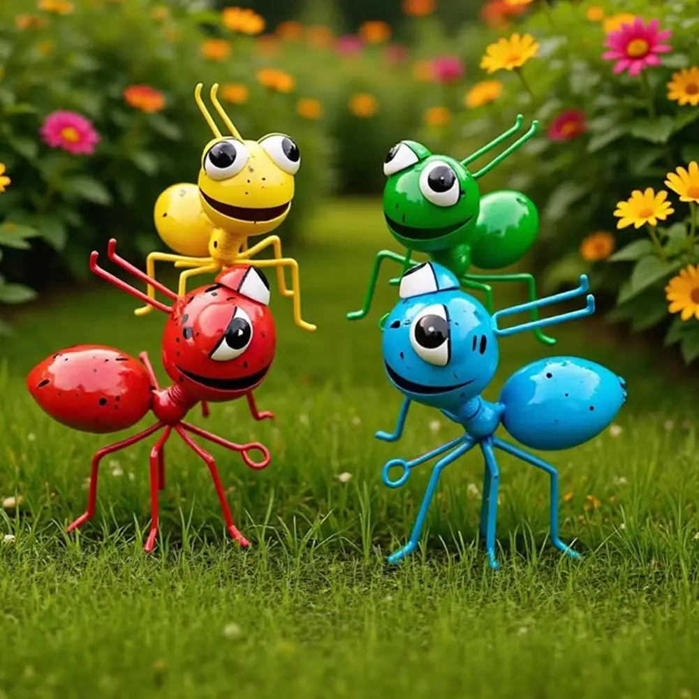 Large Ant Ornament Iron Decorative Ant Sculpture with Bright Colors Rust-Resistant Simulation Modeling for Garden Courtyard Lawn