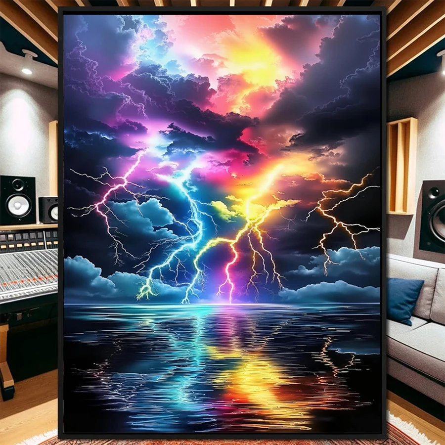 

5D DIY Алмазная вышивка Полные наборы Современное искусство Красочные облака Молния Пейзаж Алмазная картина Вышивка крестиком Декор для взрослых Дома