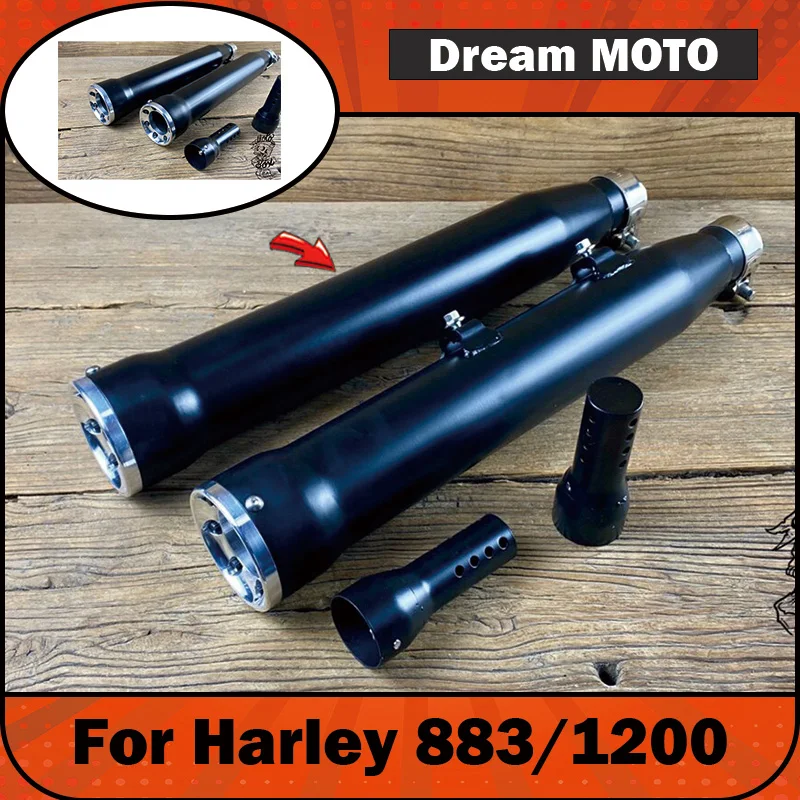 【Premium】For Harley 883/1200 modified exhaust pipe, Cobra exhaust rear end and rear section, horseshoe sound is deep and rich