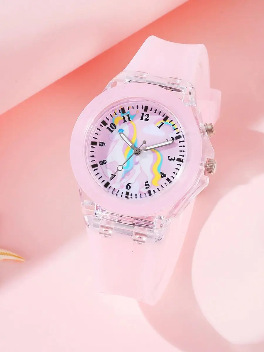 5PCS pink cute silicone Unicorn digital watch and unicorn bracelet sales Jewelry set l Gift no gift box