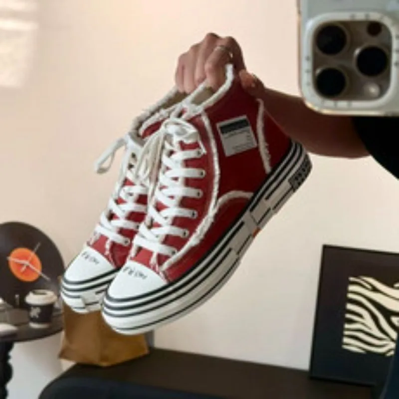 

Высокие парусиновые туфли в стиле ретро, классические дышащие кроссовки унисекс на весну и осень, модные кроссовки на плоской подошве с хлопковой подкладкой для пар