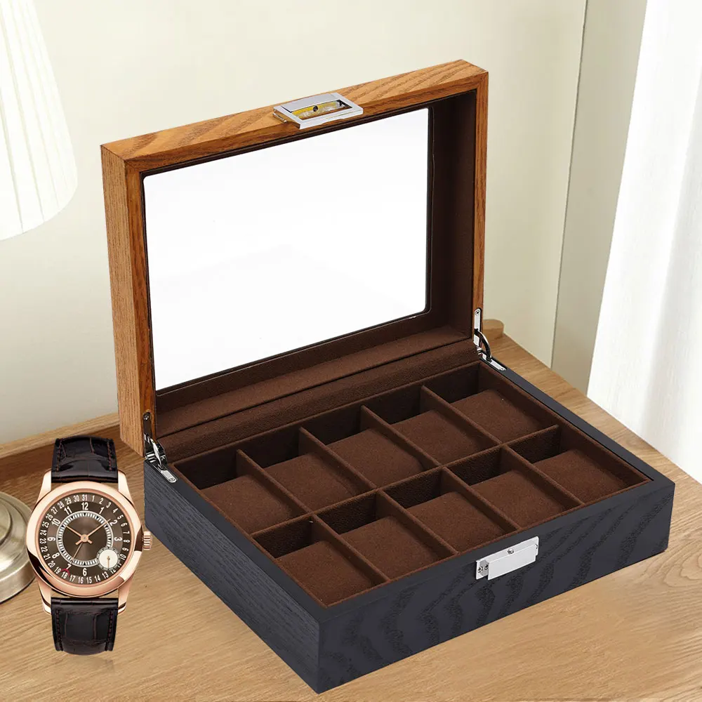 

10 Slots Vintage Wooden Watch Box Display Organizer Jewelry Storage Case