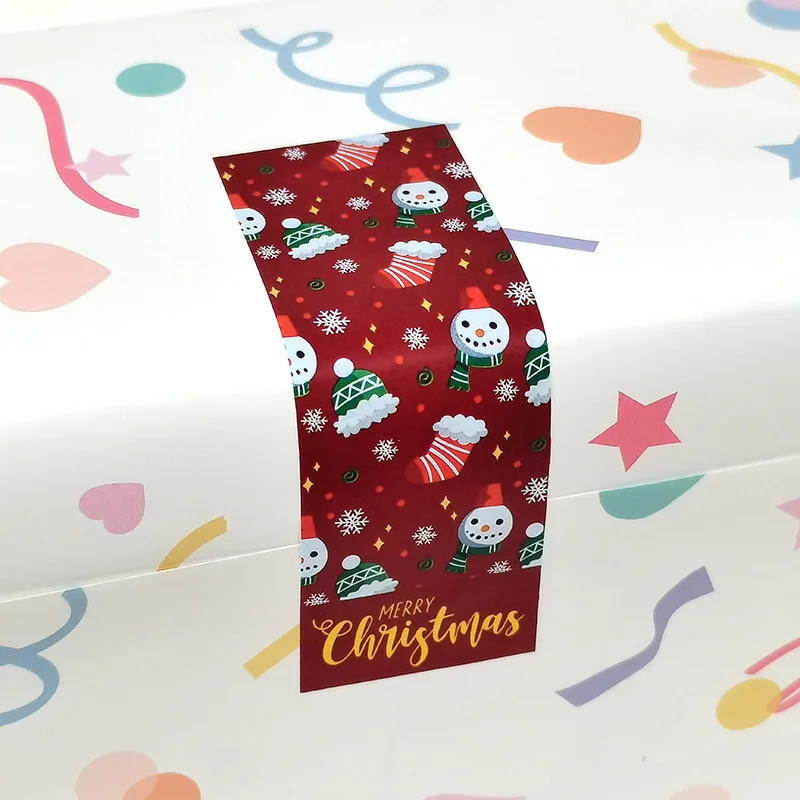 100Pcs Merry Christmas Stickers 3 Style Animals Snowman Trees Decor Stickers for Small Business Wrapping Gift Box Christmas Tags