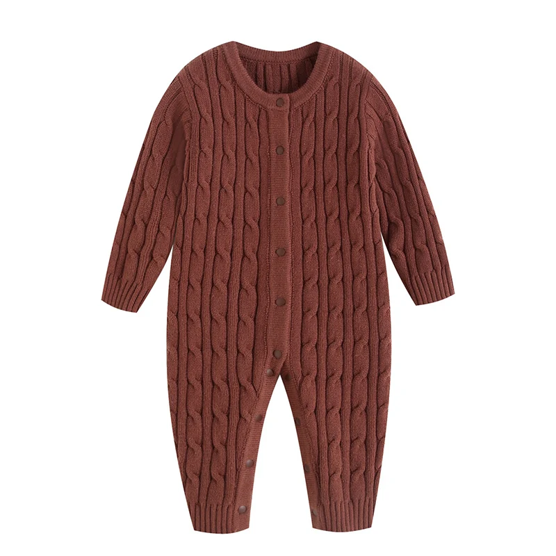 ربيع جديد 2026 ملابس أطفال 0-24 متر رومبير محبوك للأطفال البنات والأولاد بأكمام طويلة بلون سادة بدلة تسلق على الطراز الكوري #4