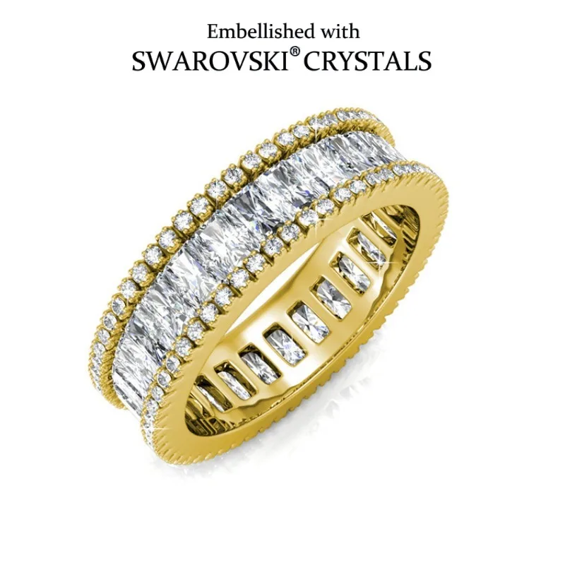 Daisini Band Ring Embellished with Premium Swarovski Crystals for Women Quality Brass with 18K White Gold Plated Fashion Jewelry