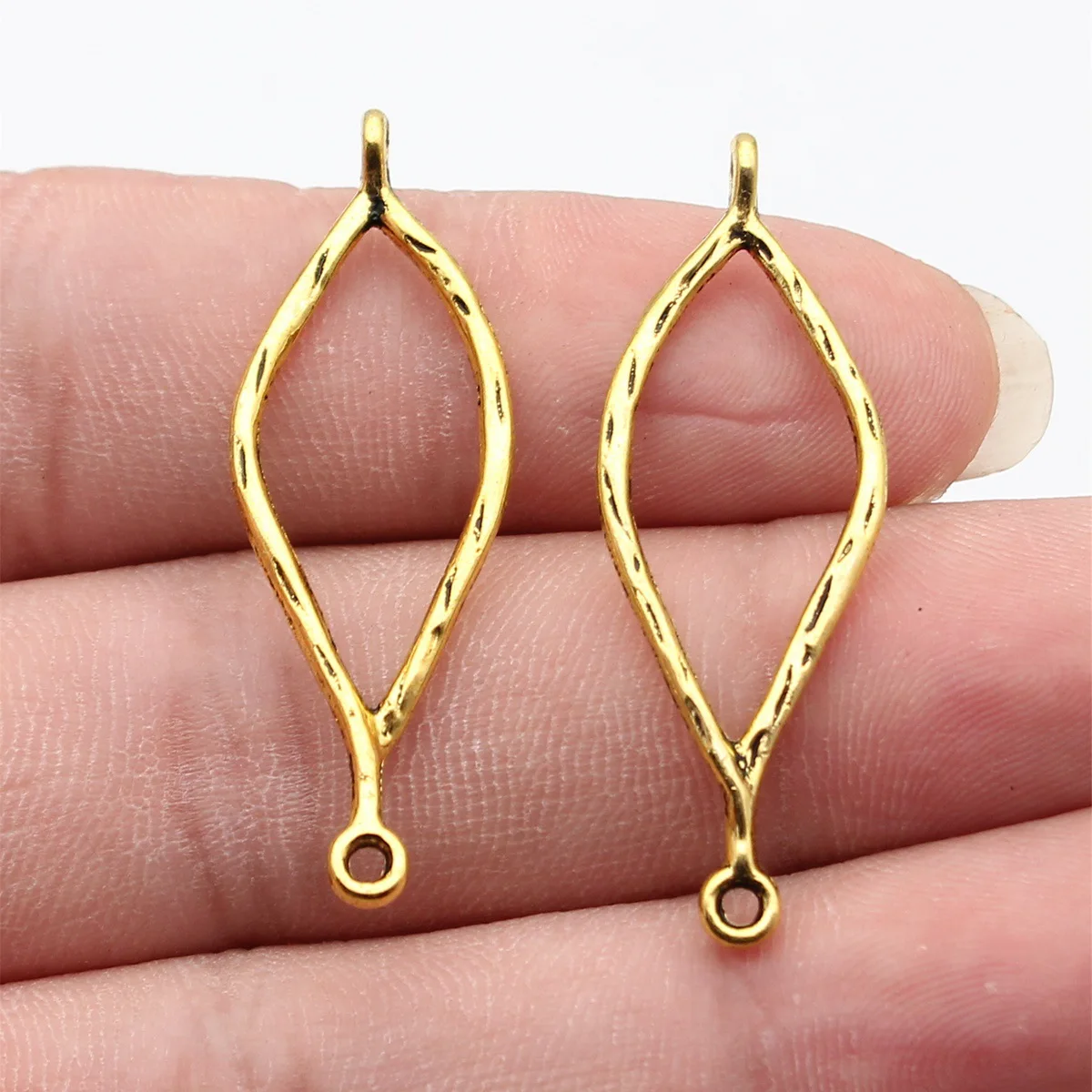 40pcs 41x14mm(1.61x0.55inch) 2 Colors Hollowed-Out Marquise-Shaped Connector DIY Hand Crafts Findings