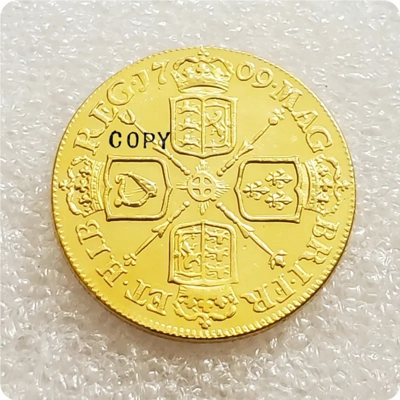 1709 United Kingdom 1 Guinea - Anne Copy Coin Crypto Challenge Pocket Coins Christmas Gifts