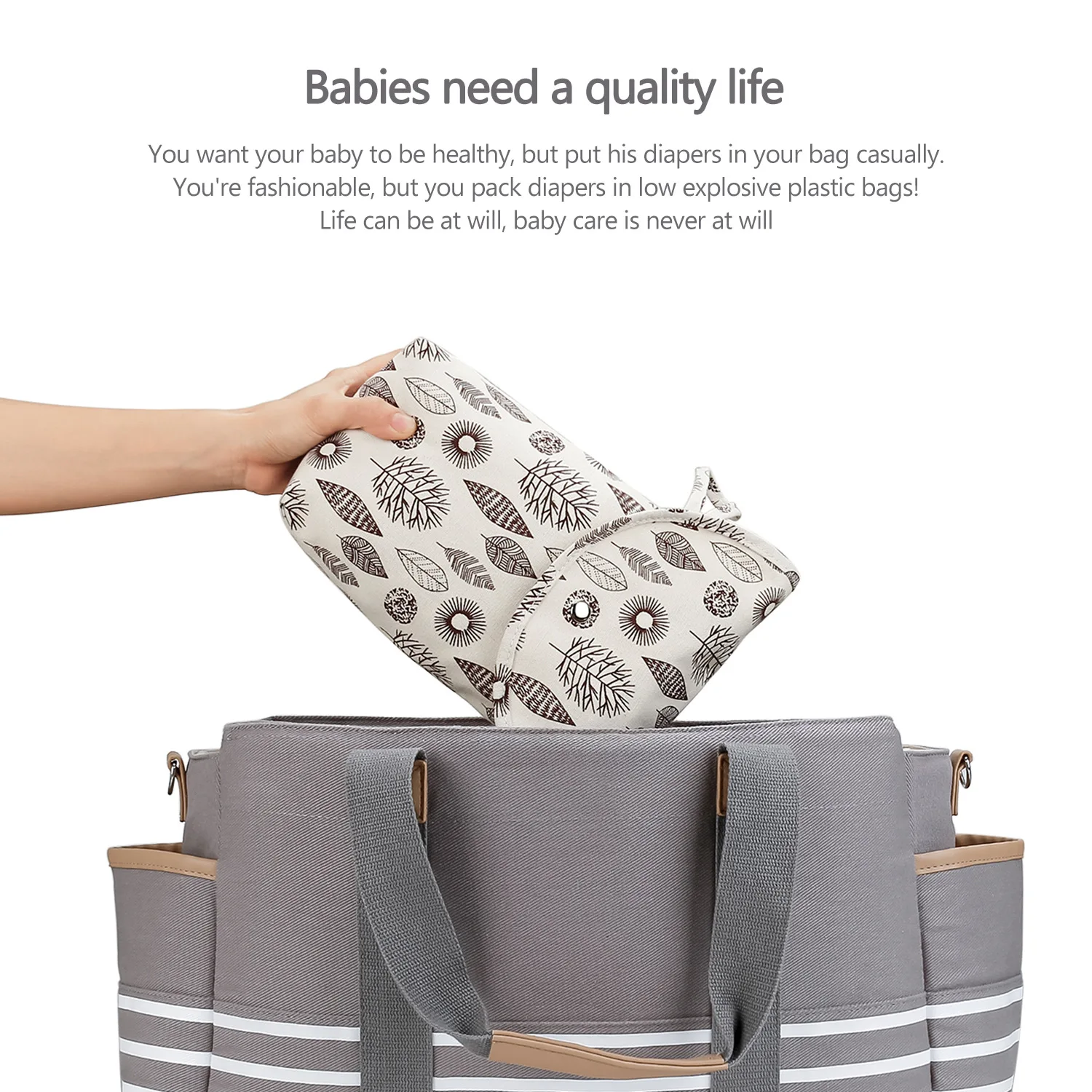Reusable Baby Diaper Bag Waterproof Wet/Dry Nappy Storage Bag Carrying Diapering Pouch Baby Organizer Diaper Stackers Caddies