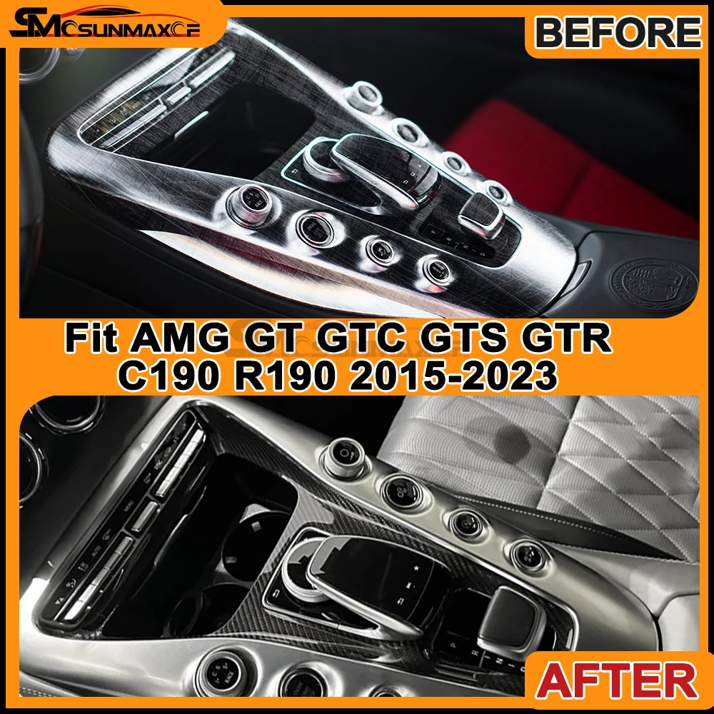 For Benz AMG GT C190 R190 GTC GTS GTR 2Doors 2015-2018 Real Dry Carbon Fiber Center Inner Panel Sticker Car Interior Accessories
