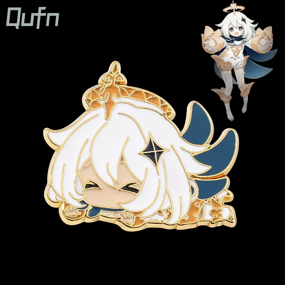 Hot Game Genshin Impact Hard Enamel Metal Brooch Badge Paimon kawaii Cartoon Character Souvenir Cosplay Jewelry Gift For Fans